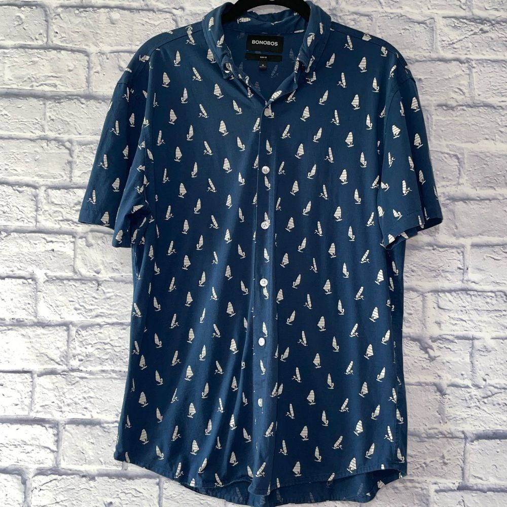 Bonobos jersey everyday‎ shirt sailboat print 100% Pima cotton